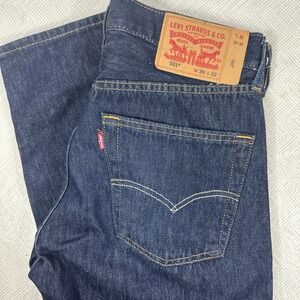 Levis 501 Jeans Mens 30x32‎ Straight Leg Button Fly Dark Denim NWT 100% cotton